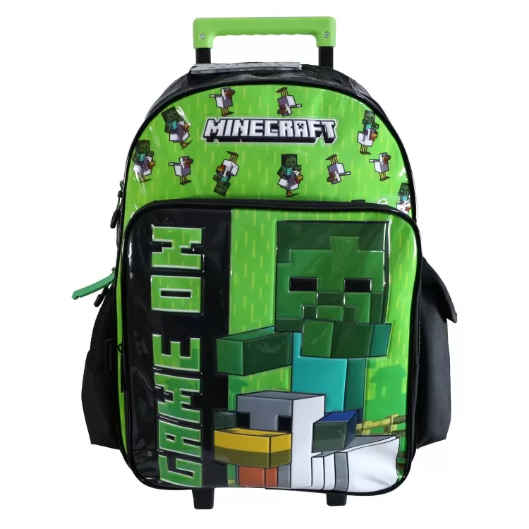 Mochila Escolar Cresko 2026 Minecraft 18" con Carro Art.MI221